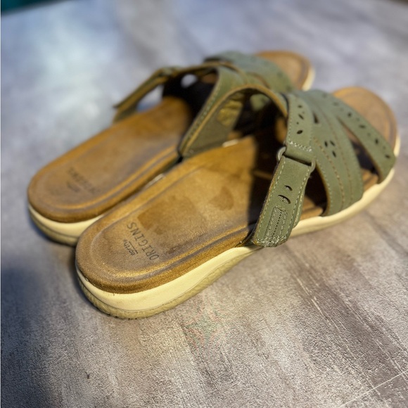 Earth Origins Womens Sandals Size 9.5 Green Slides Casual Leather Comfy - Picture 6 of 15